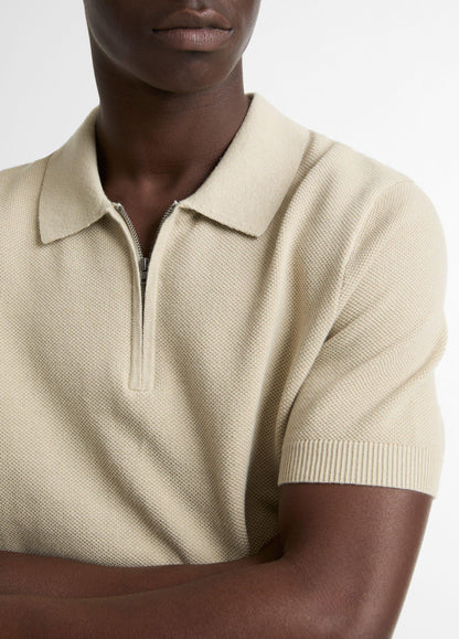 Cotton-Cashmere Piqué Zip Polo Sweater - US 7132