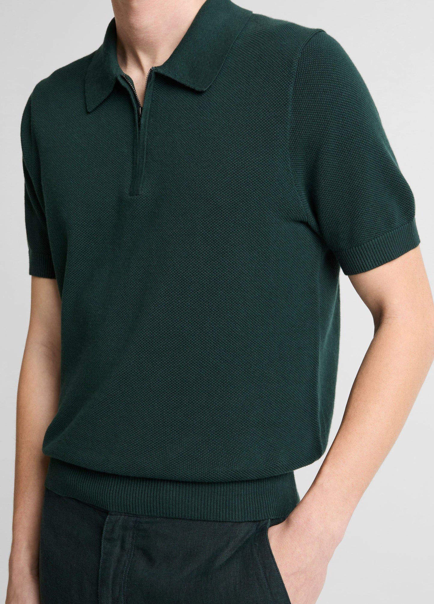 Cotton-Cashmere Piqué Zip Polo Sweater - US 8880