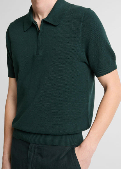 Cotton-Cashmere Piqué Zip Polo Sweater - US 8880