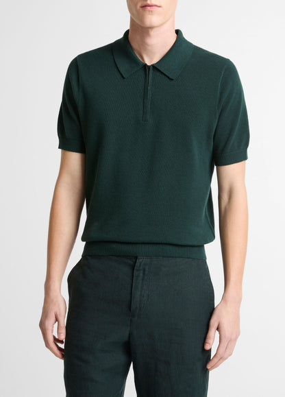 Cotton-Cashmere Piqué Zip Polo Sweater - US 8880