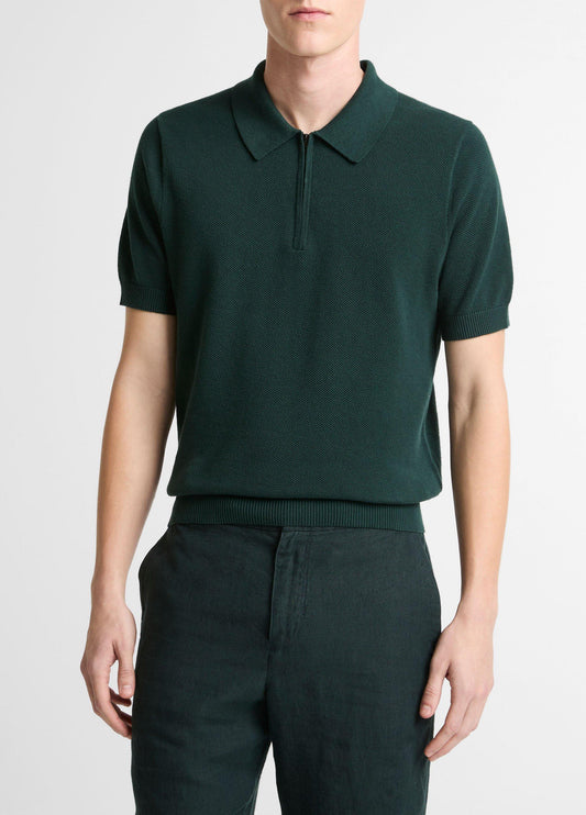 Cotton-Cashmere Piqué Zip Polo Sweater - US 8880