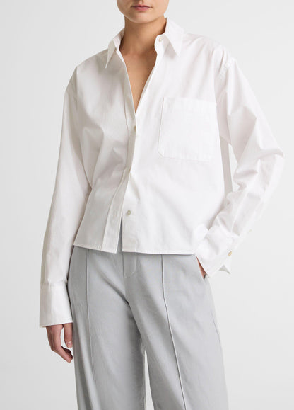 Cotton Cropped Button-Front Shirt - US 2162