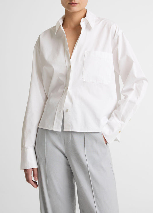 Cotton Cropped Button-Front Shirt - US 2162