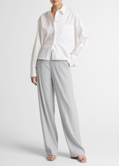 Cotton Cropped Button-Front Shirt - US 2162