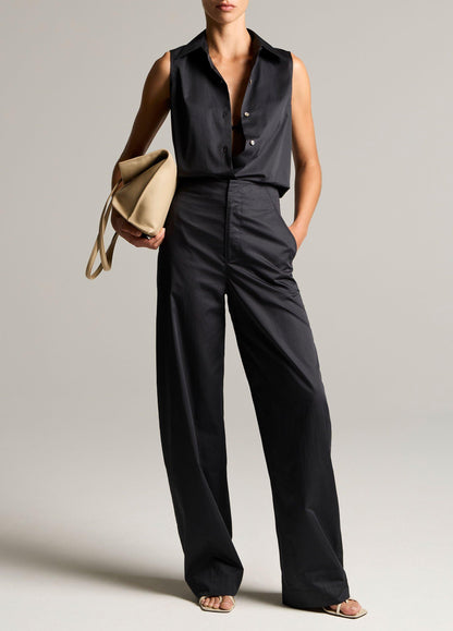 Cotton High-Rise Elastic-Waist Trouser - US 1873