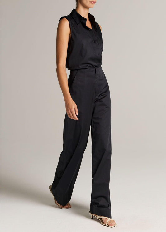 Cotton High-Rise Elastic-Waist Trouser - US 1873