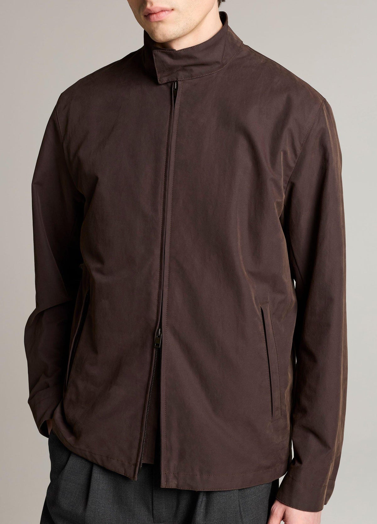 Cotton-Nylon Band-Collar Windbreaker - US 9386