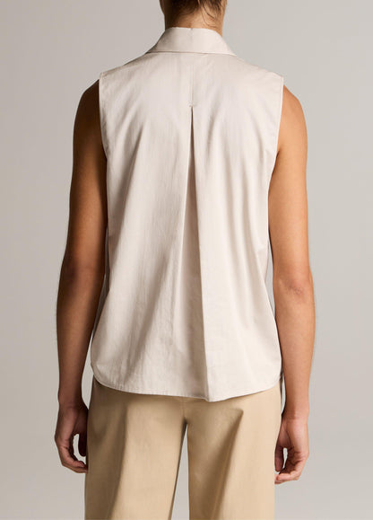 Cotton Relaxed Sleeveless Button-Front Shirt - US 8244