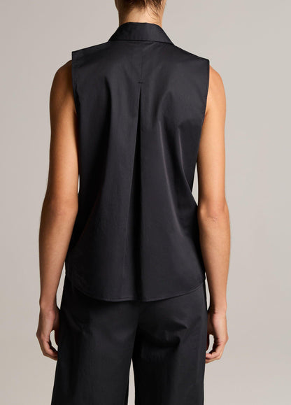 Cotton Relaxed Sleeveless Button-Front Shirt - US 3602