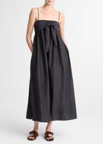Cotton-Silk Tie Smocked Dress - US 6603