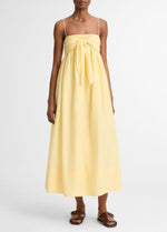 Cotton-Silk Tie Smocked Dress - US 2880