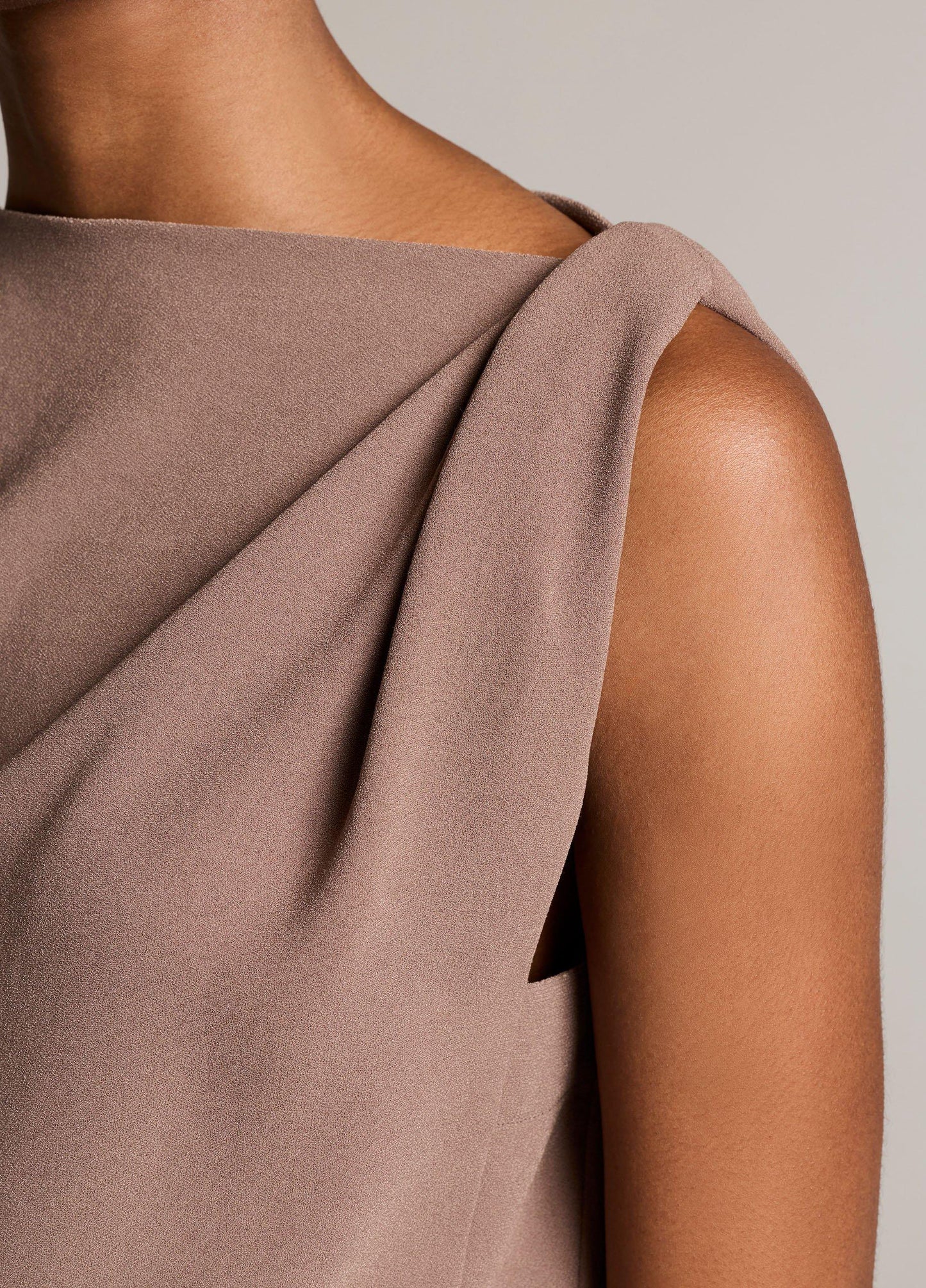 Crepe Draped-Shoulder Sleeveless Top - US 5828