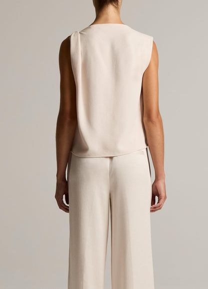 Crepe Draped-Shoulder Sleeveless Top - US 5227