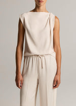Crepe Draped-Shoulder Sleeveless Top - US 5227