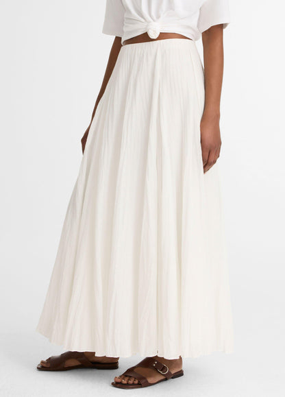 Crinkled Plissé Cotton-Blend Maxi Skirt - US 6147