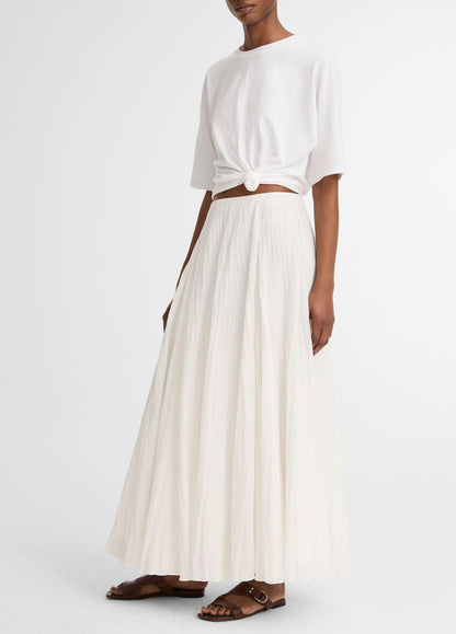 Crinkled Plissé Cotton-Blend Maxi Skirt - US 6147