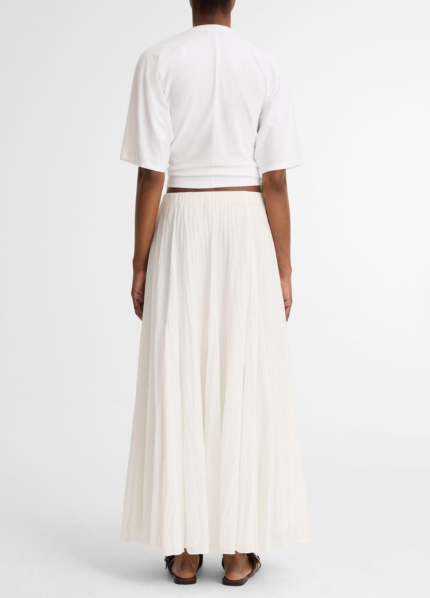 Crinkled Plissé Cotton-Blend Maxi Skirt - US 6147