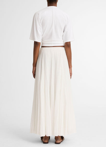 Crinkled Plissé Cotton-Blend Maxi Skirt - US 6147