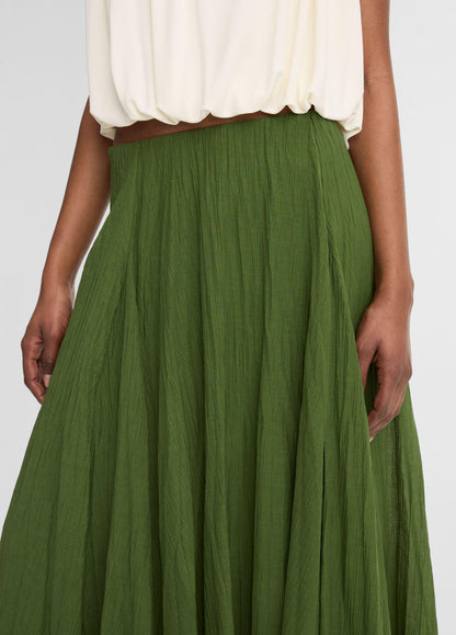 Crinkled Plissé Cotton-Blend Maxi Skirt - US 8319