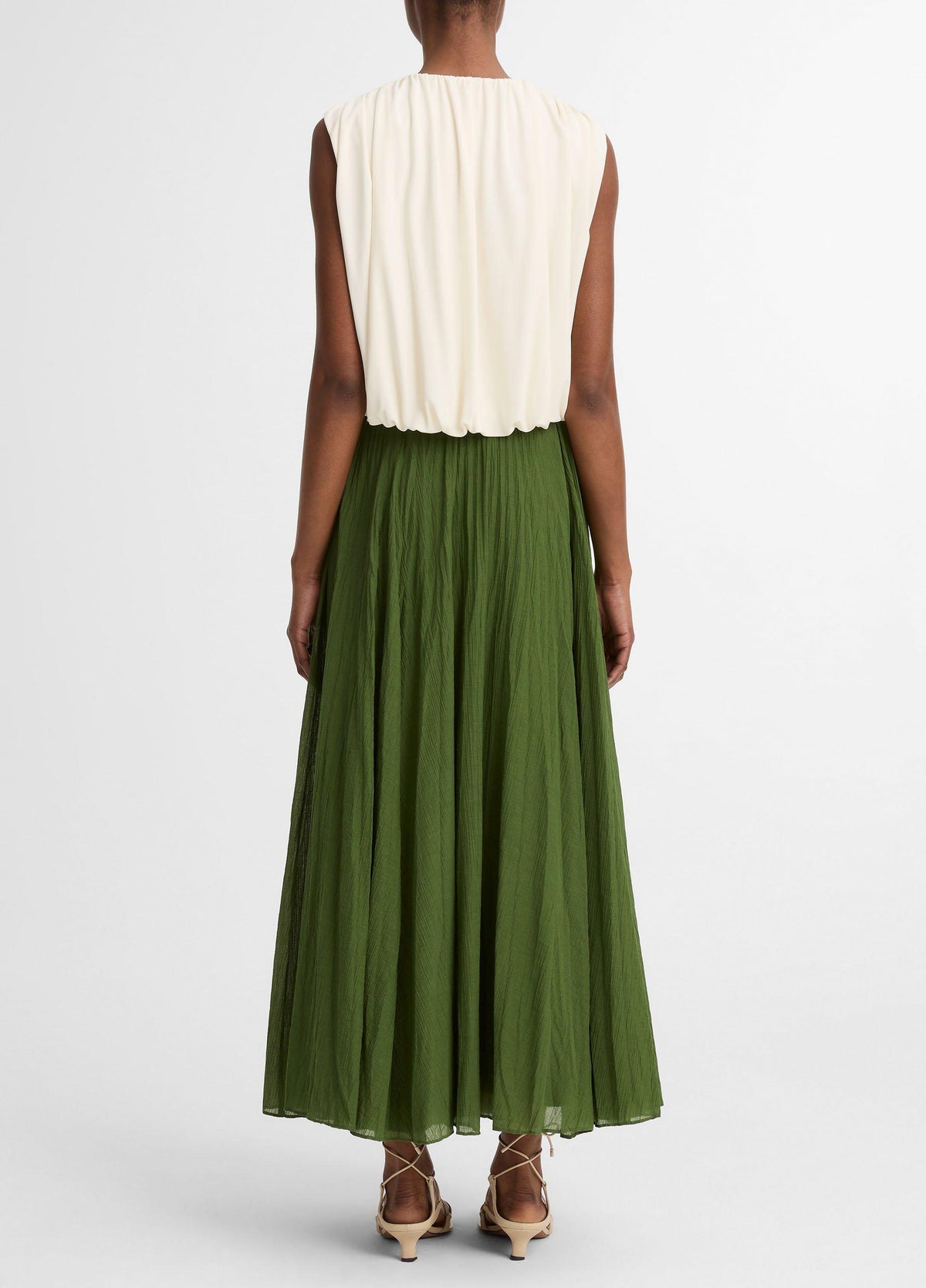 Crinkled Plissé Cotton-Blend Maxi Skirt - US 8319