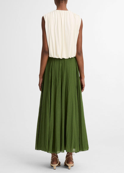 Crinkled Plissé Cotton-Blend Maxi Skirt - US 8319