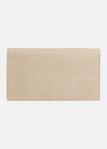 Croc-Embossed Nubuck Leather Continental Wallet - US 1449