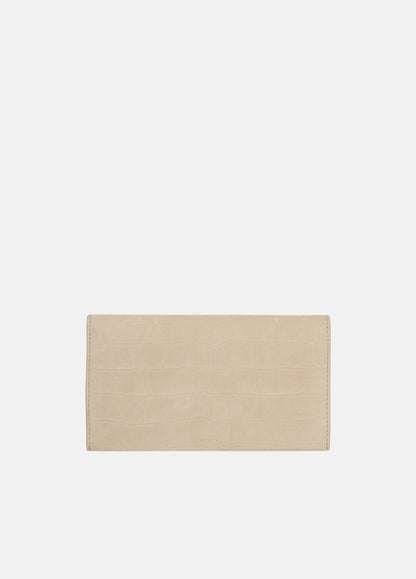 Croc-Embossed Nubuck Leather Continental Wallet - US 1449