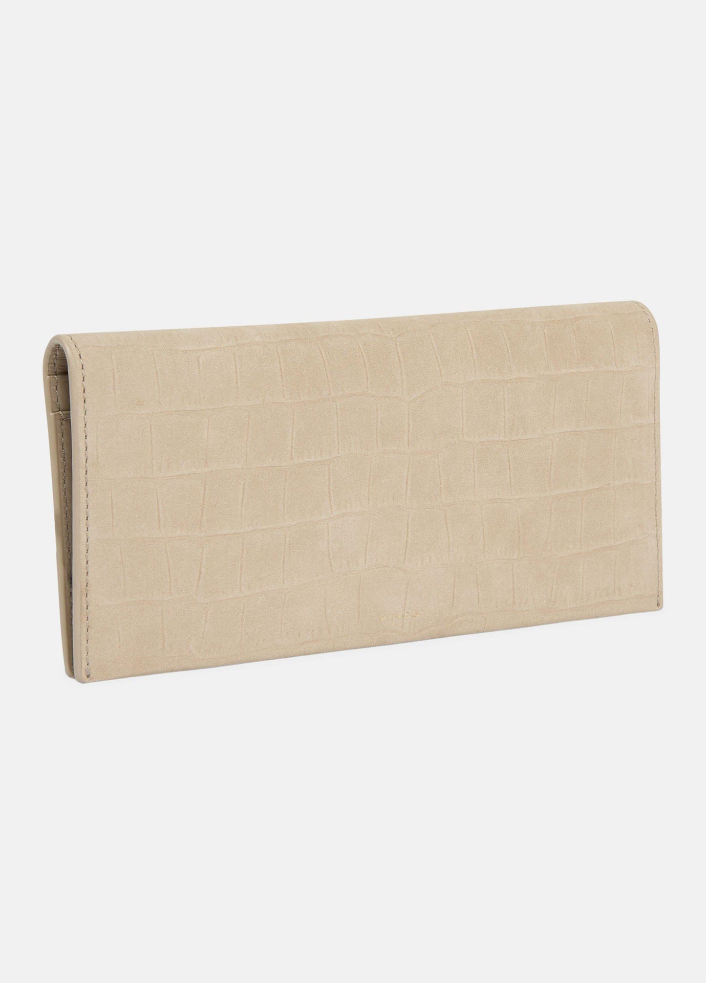 Croc-Embossed Nubuck Leather Continental Wallet - US 1449