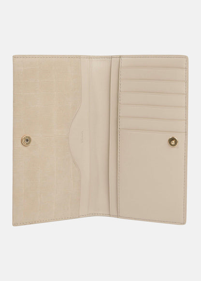 Croc-Embossed Nubuck Leather Continental Wallet - US 1449