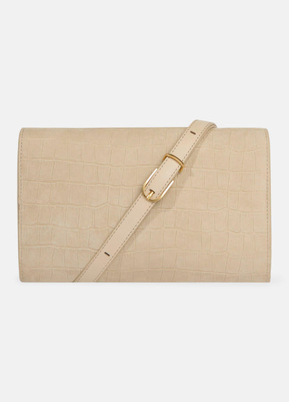Croc-Embossed Nubuck Leather Crossbody Wallet - US 3156