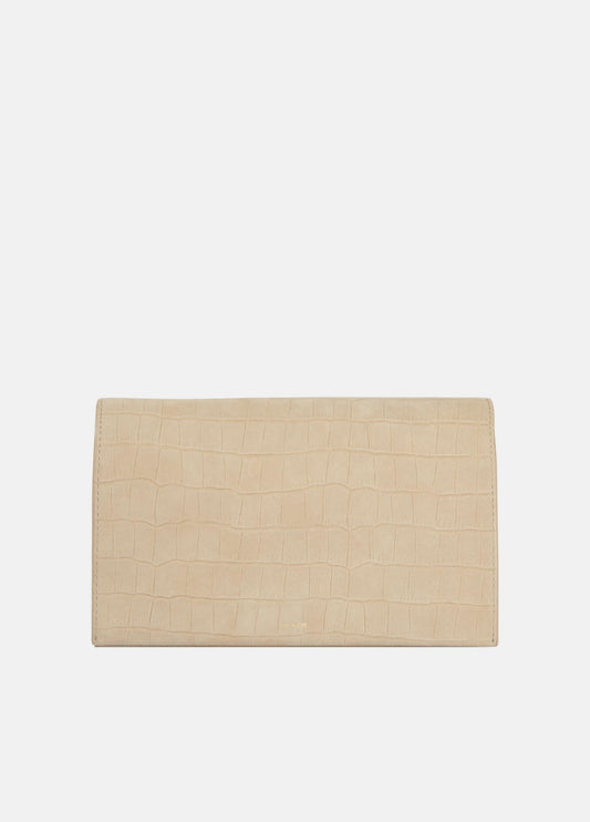 Croc-Embossed Nubuck Leather Crossbody Wallet - US 3156