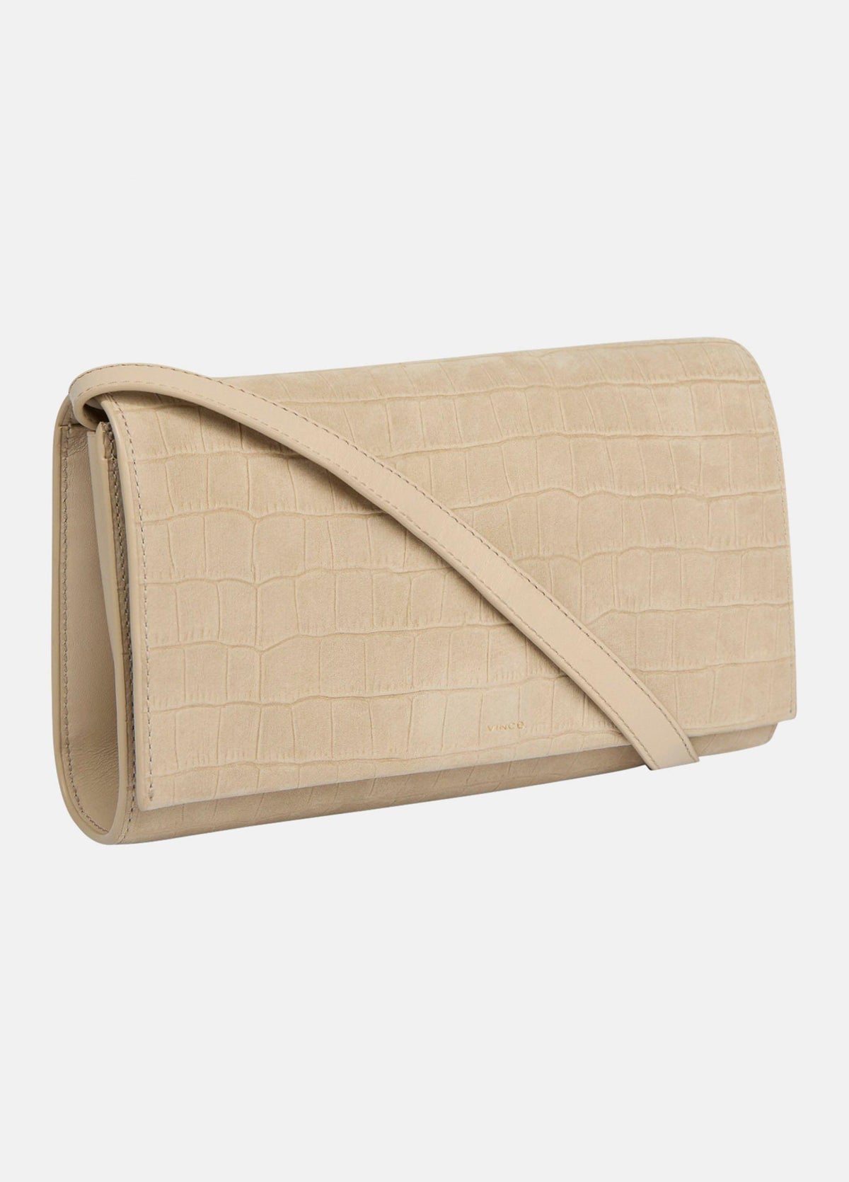 Croc-Embossed Nubuck Leather Crossbody Wallet - US 3156
