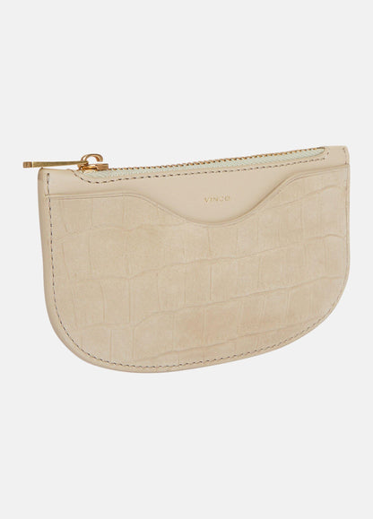 Demma Croc-Embossed Nubuck Leather Half-Moon Cardholder - US 0902