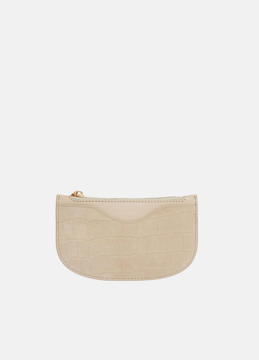 Demma Croc-Embossed Nubuck Leather Half-Moon Cardholder - US 0902
