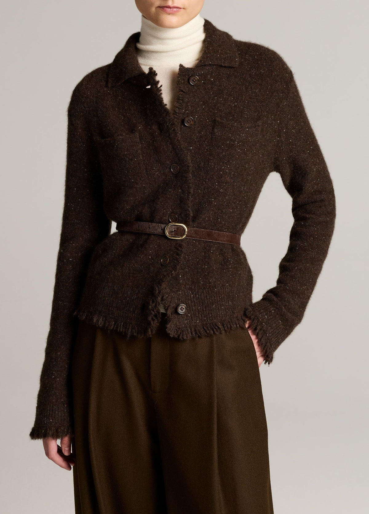Donegal Plush Cashmere Shrunken Cardigan - US 7306