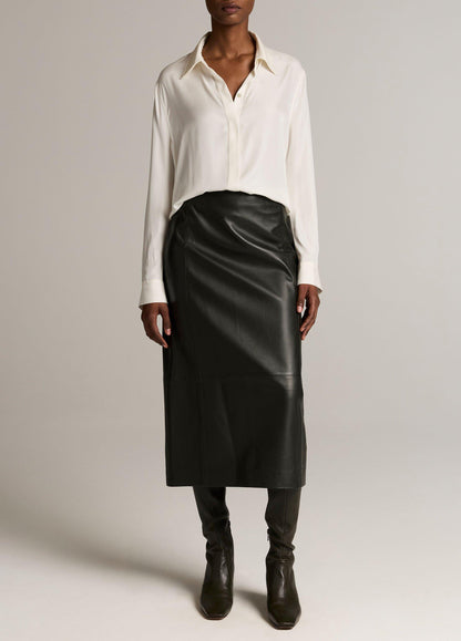 Double-Detail Silk-Blend Button-Front Shirt - US 6075