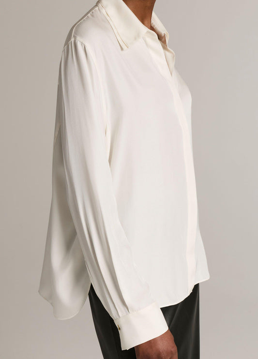 Double-Detail Silk-Blend Button-Front Shirt - US 6075
