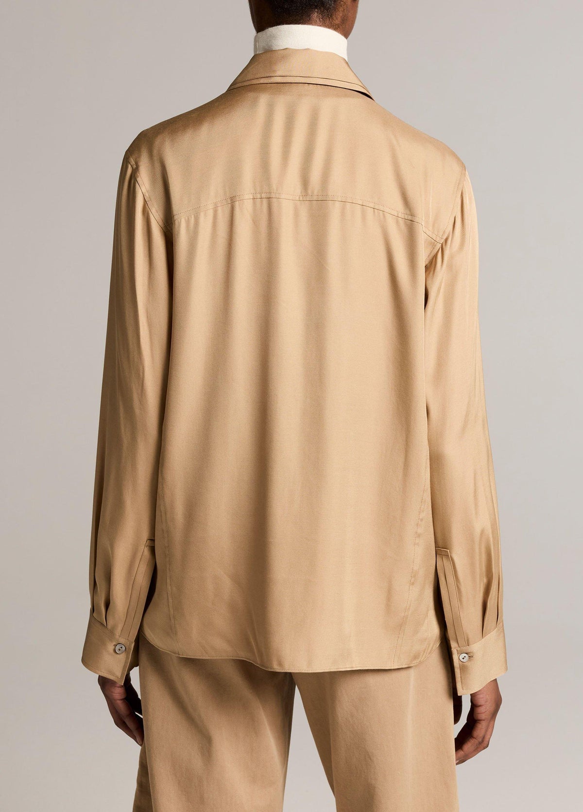 Double-Detail Silk-Blend Button-Front Shirt - US 3445