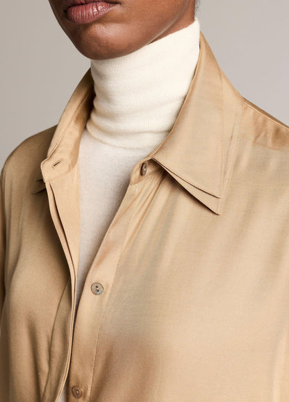Double-Detail Silk-Blend Button-Front Shirt - US 3445