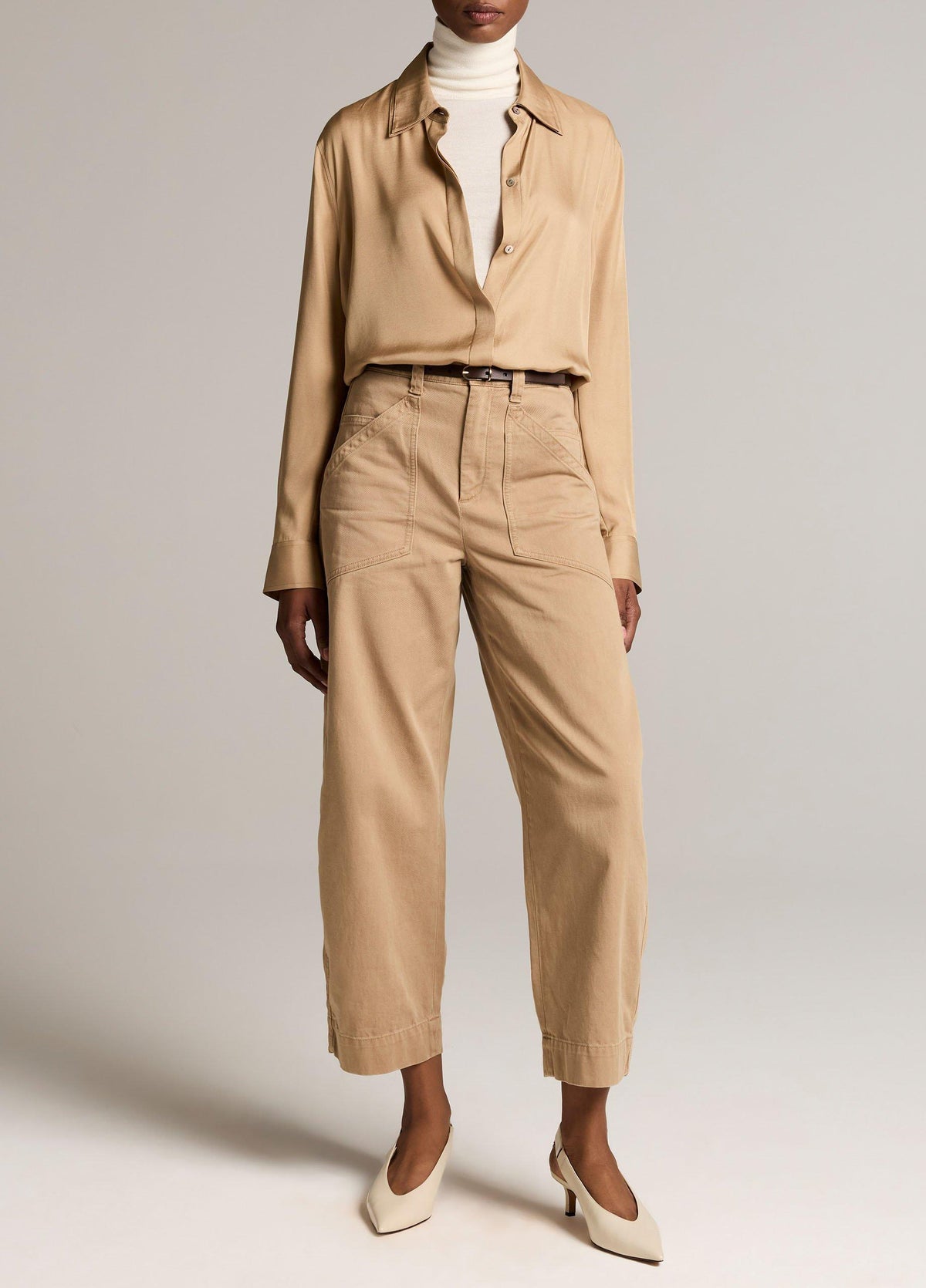 Double-Detail Silk-Blend Button-Front Shirt - US 3445