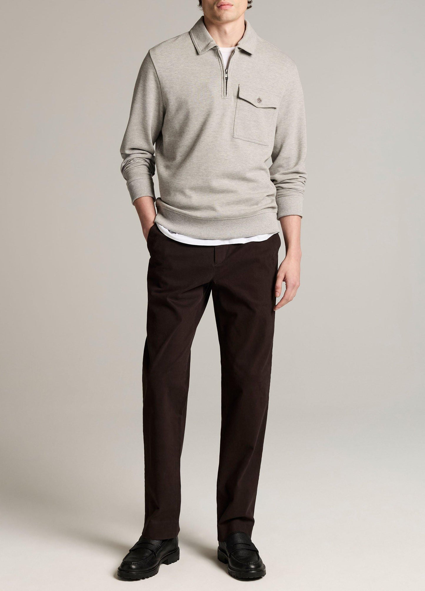 Double-Knit Piqué Zip Polo Pullover - US 3485