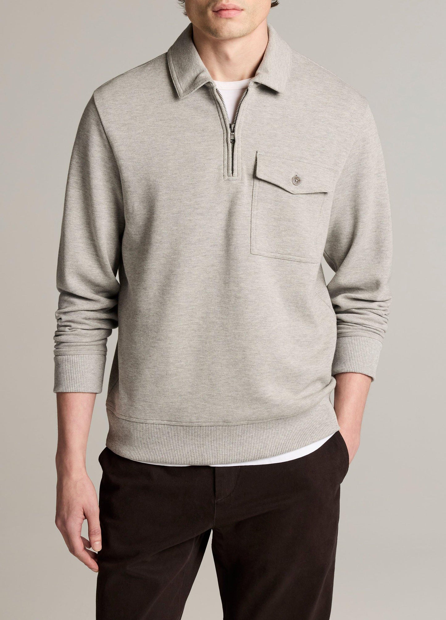 Double-Knit Piqué Zip Polo Pullover - US 3485