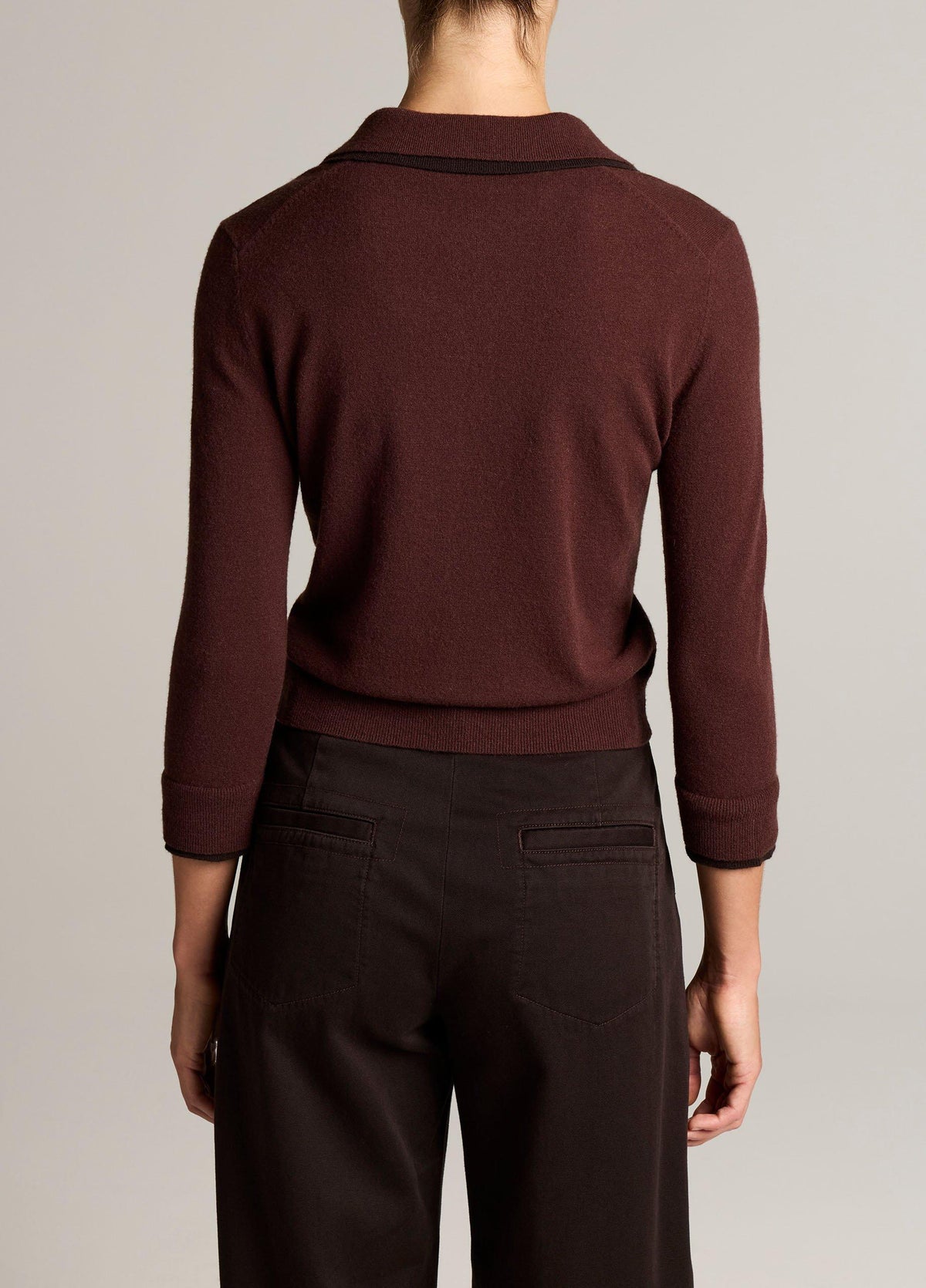 Double-Trim Merino Wool & Cashmere-Blend Polo Sweater - US 8834