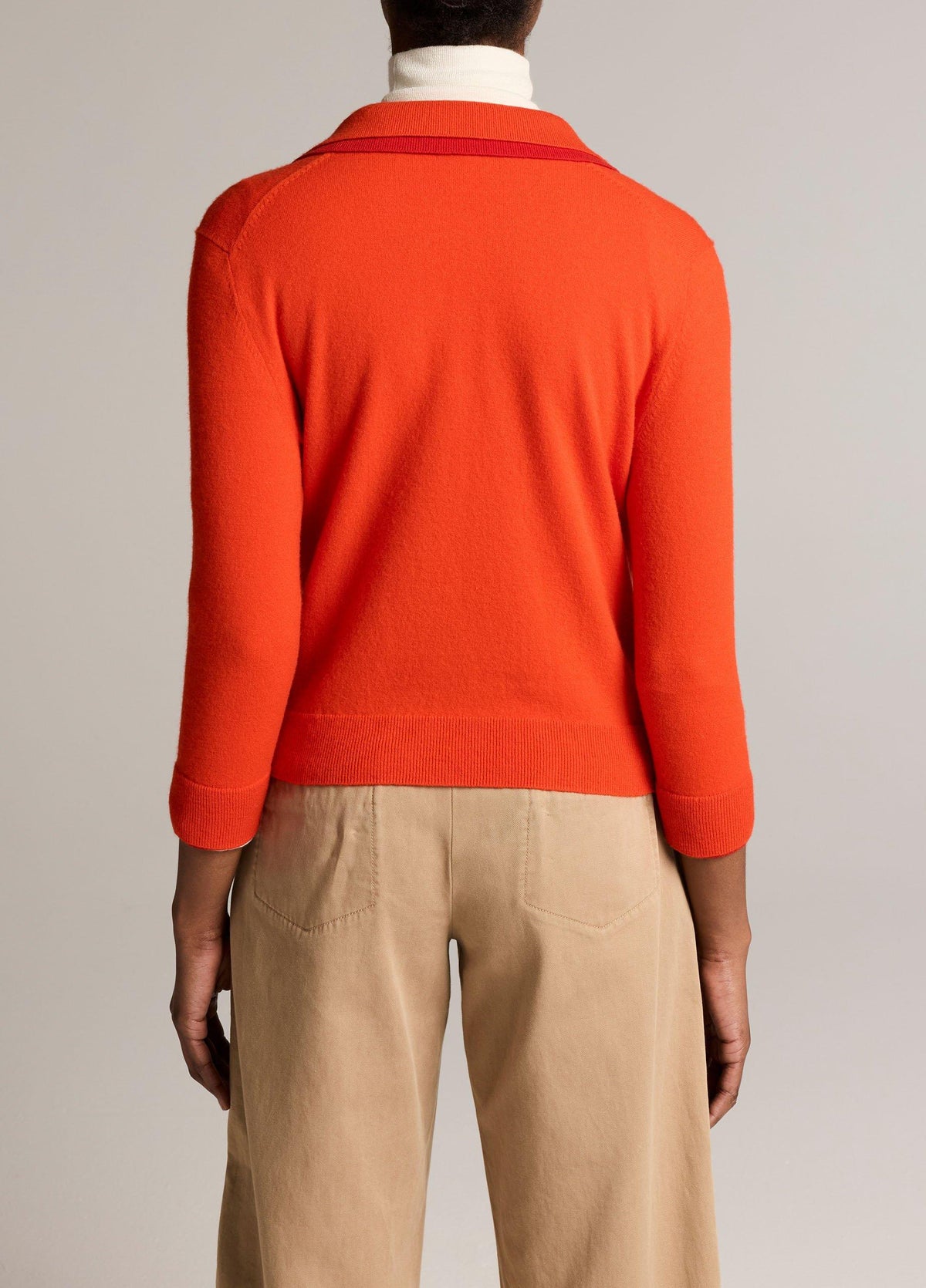 Double-Trim Merino Wool & Cashmere-Blend Polo Sweater - US 2118