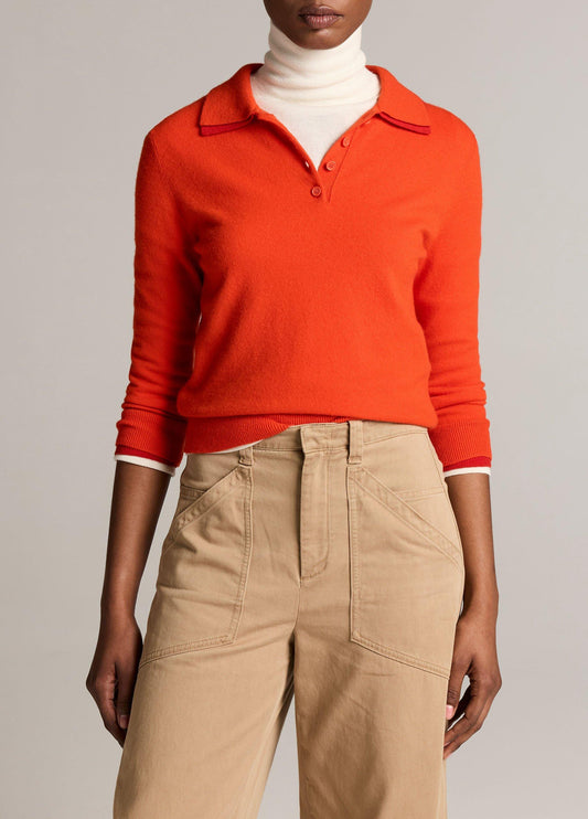 Double-Trim Merino Wool & Cashmere-Blend Polo Sweater - US 2118