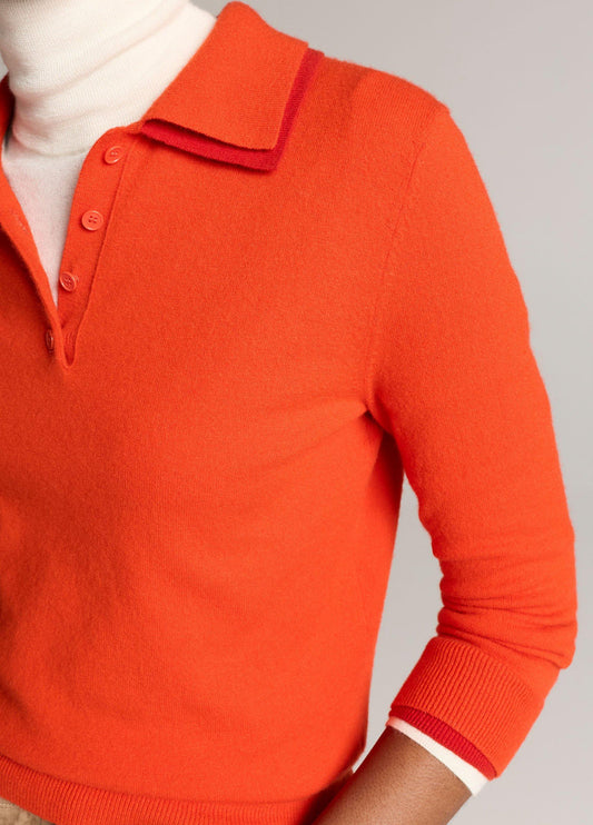 Double-Trim Merino Wool & Cashmere-Blend Polo Sweater - US 2118