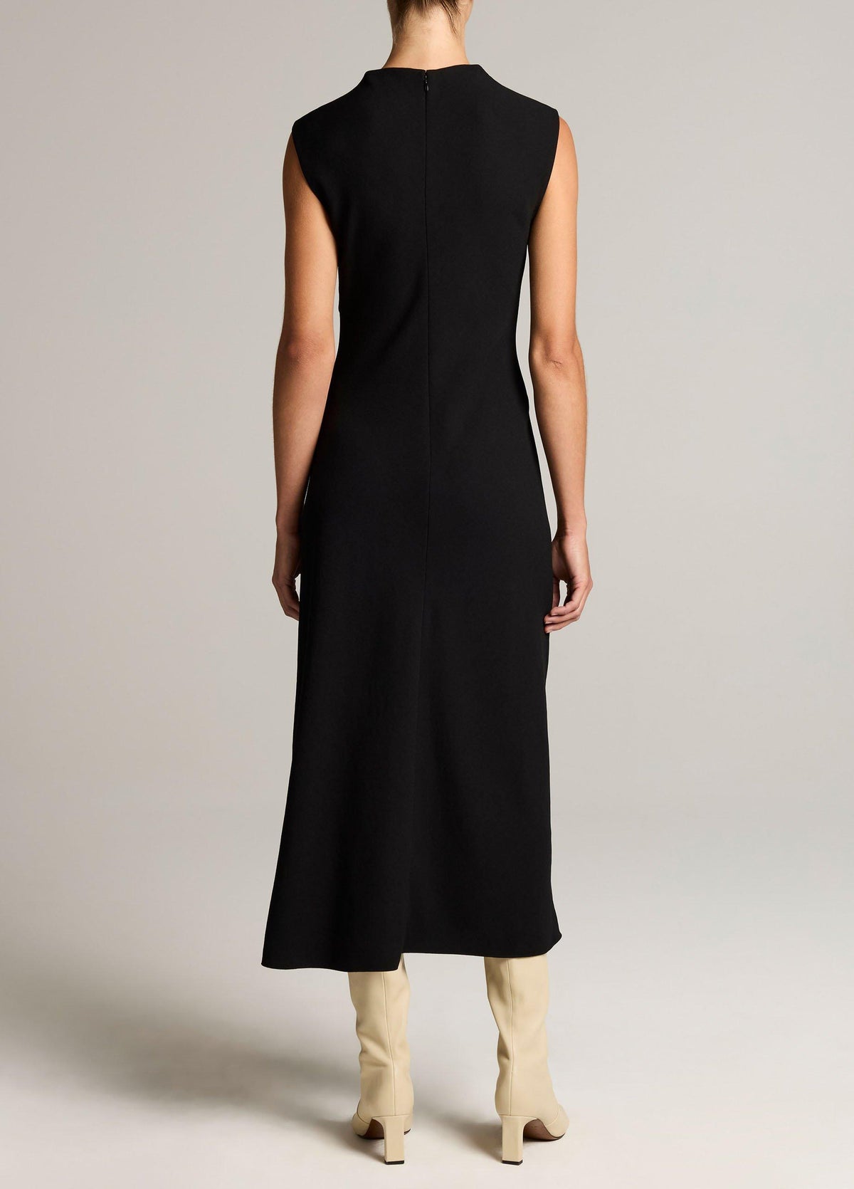 Draped Crepe Funnel-Neck Dress - US 6415