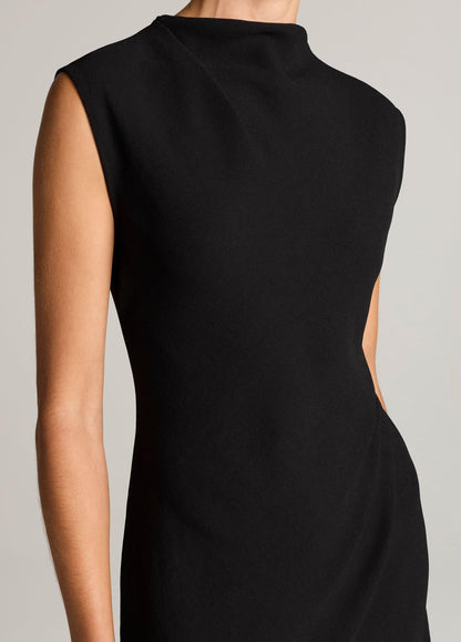 Draped Crepe Funnel-Neck Dress - US 6415