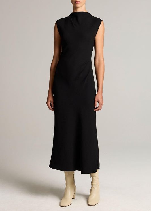 Draped Crepe Funnel-Neck Dress - US 6415