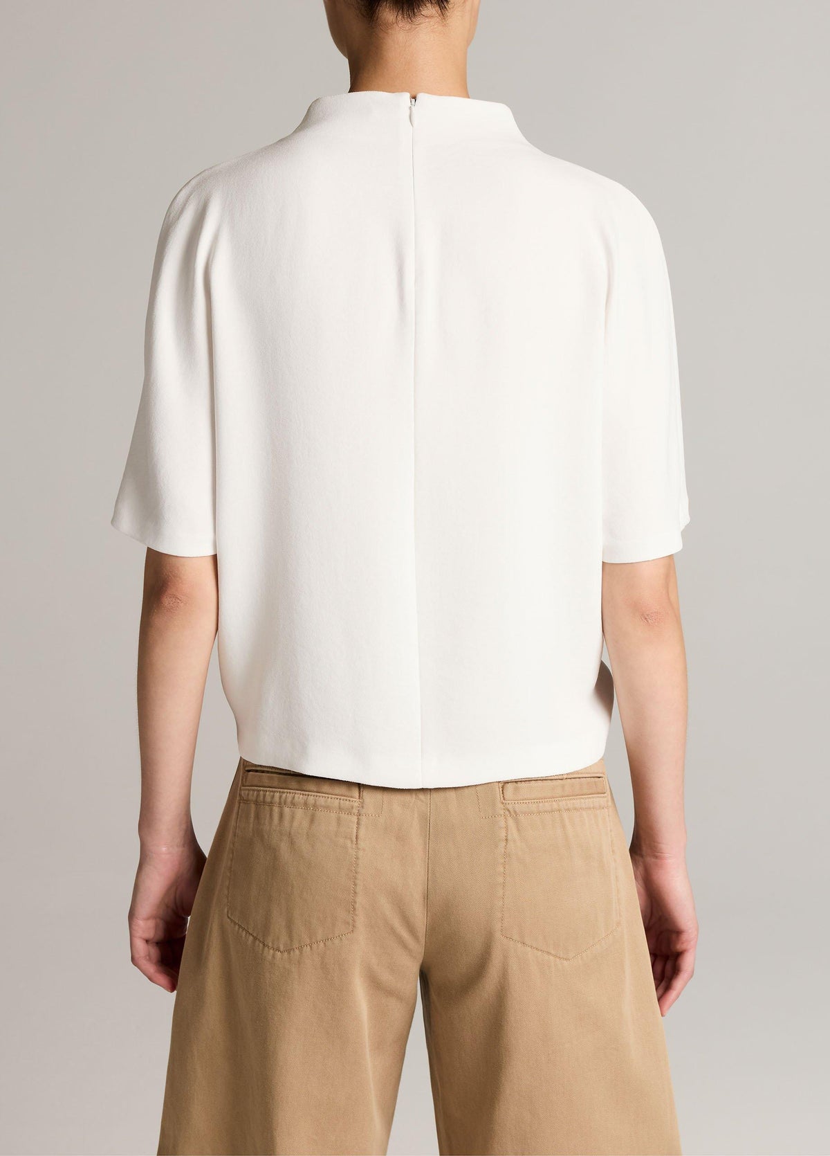 Draped Crepe Funnel-Neck Top - US 3616